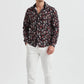 Camicia stretch aderente con stampa marina nera