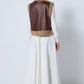 Gilet western ricamato con dettagli effetto pelle