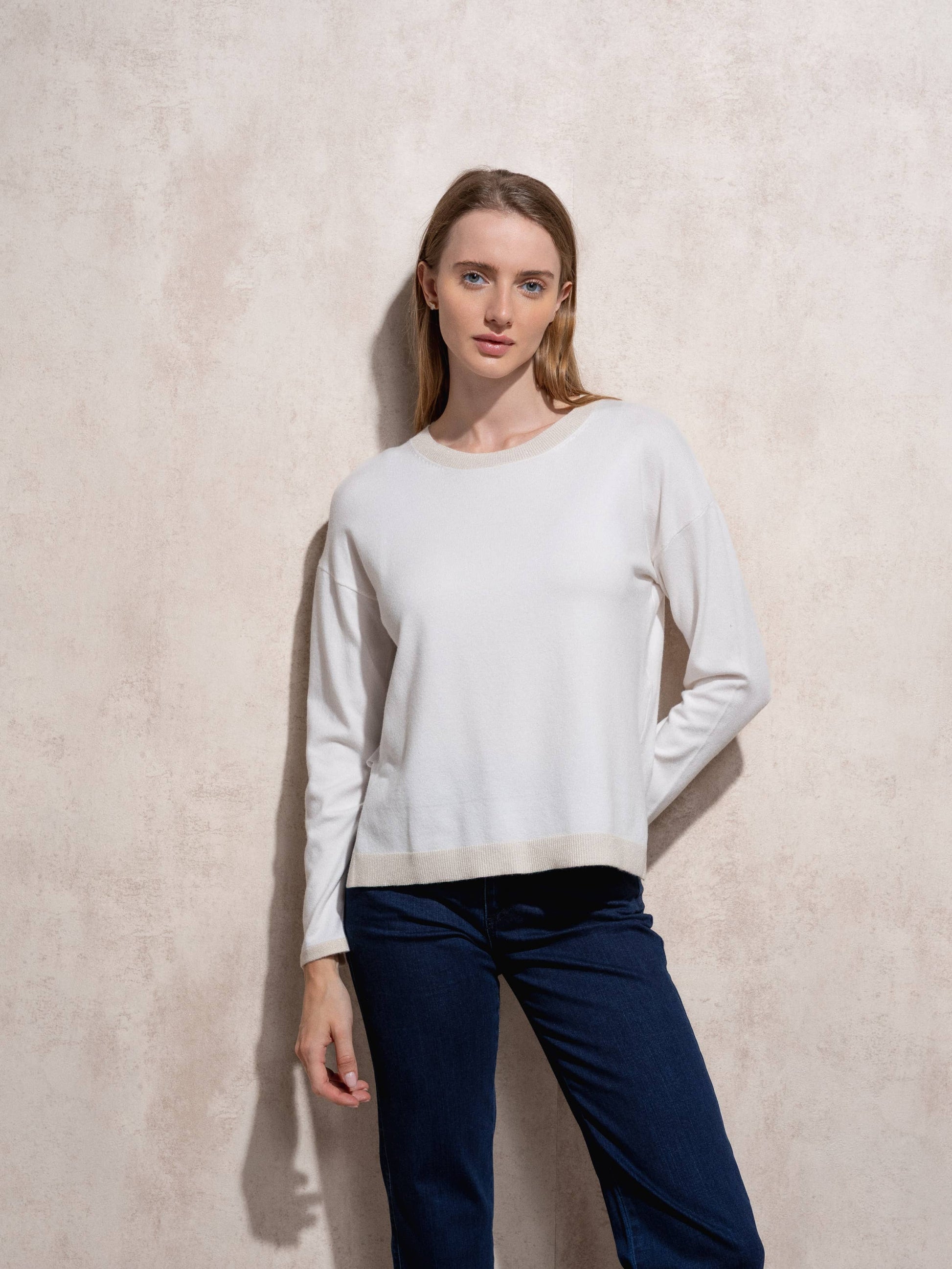 Maglione donna in maglia lurex girocollo