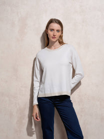Maglione donna in maglia lurex girocollo