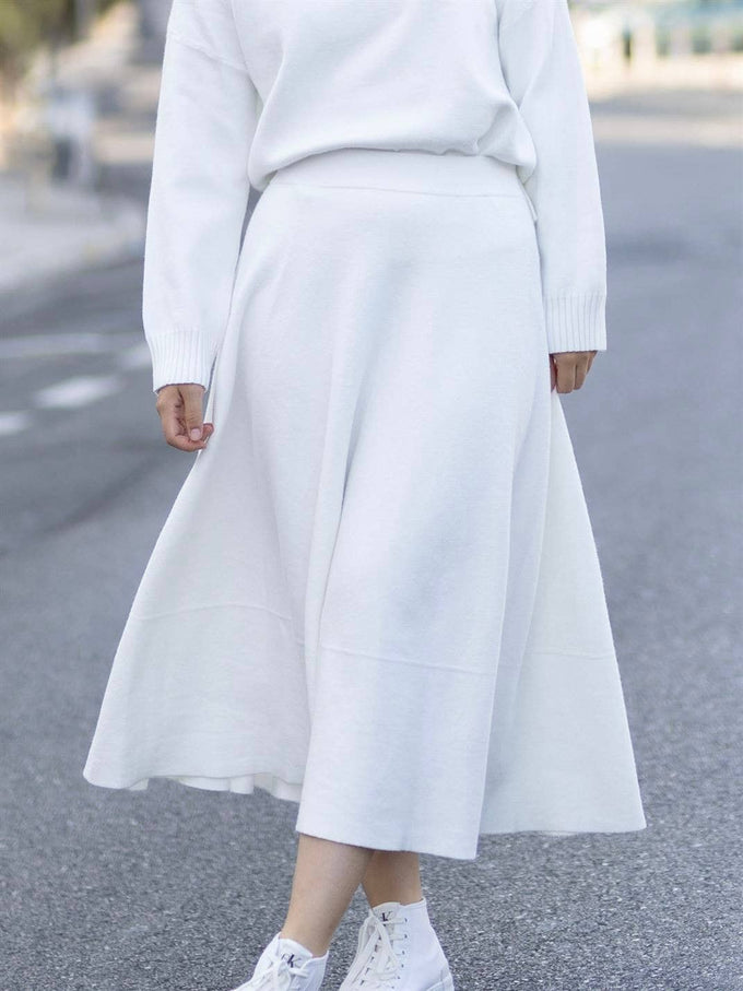 Gonna midi in maglia fluida svasata