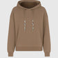 Felpa hoodie Anika cammello con coulisse gioiello