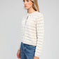 Cardigan in maglia traforata écru con bottoni dorati
