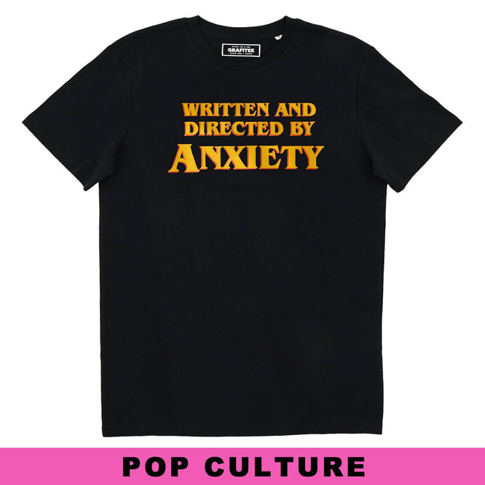 T-shirt nera con stampa tipografica “Anxiety”