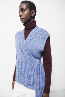 Gilet in Maglia Strutturata con Scollo a V
