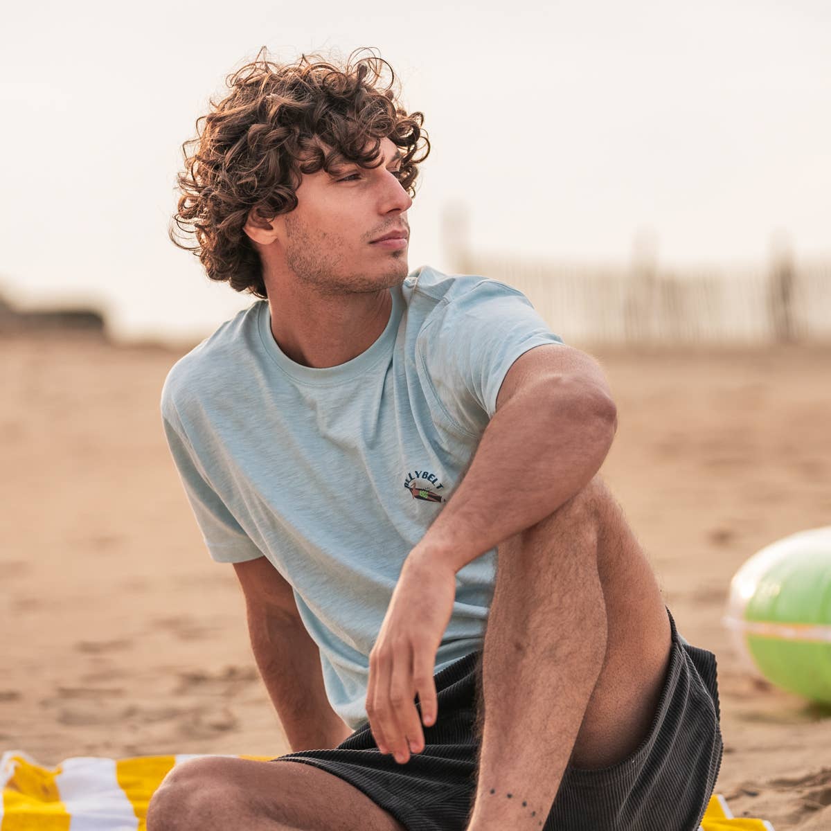 T-shirt Surfer in Cotone Biologico Azzurro Chiaro