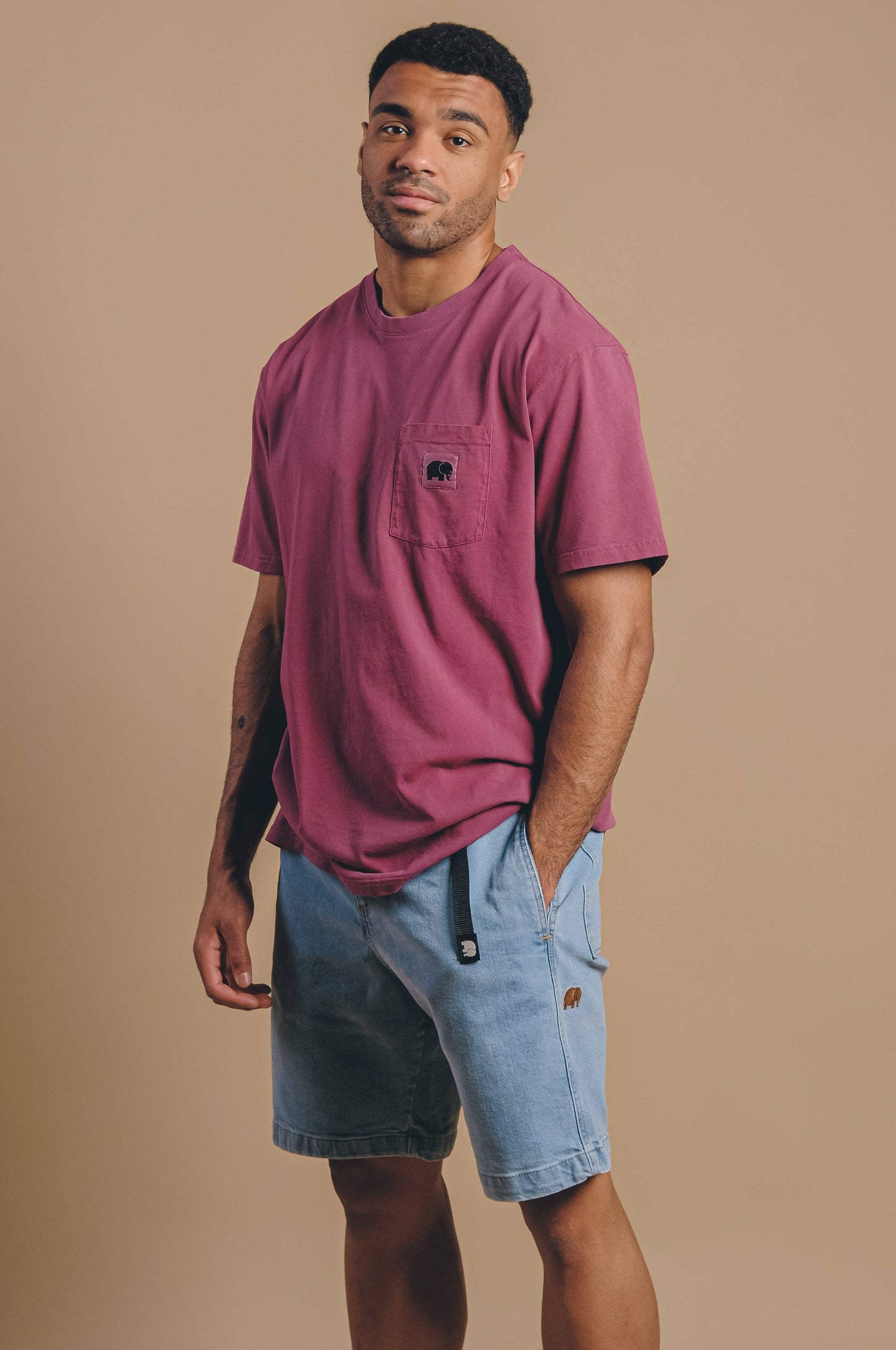 Pantaloncini da arrampicata in denim riciclato lavaggio chiaro