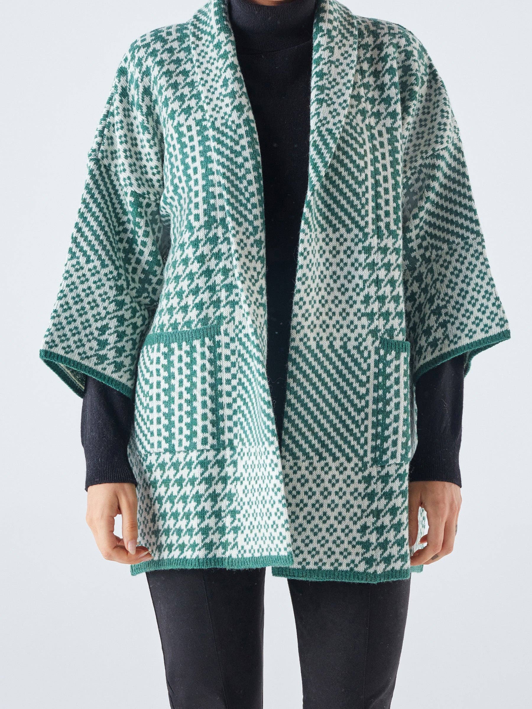 Giacca cardigan in maglia jacquard con tasche