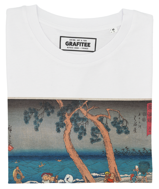T-shirt bianca con stampa manga Floating Hadoken
