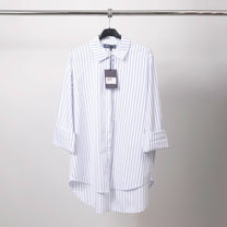 Camicia oversize a righe in cotone elasticizzato