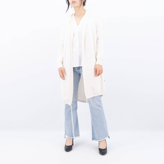 Gilet lungo con cappuccio in maglia morbida