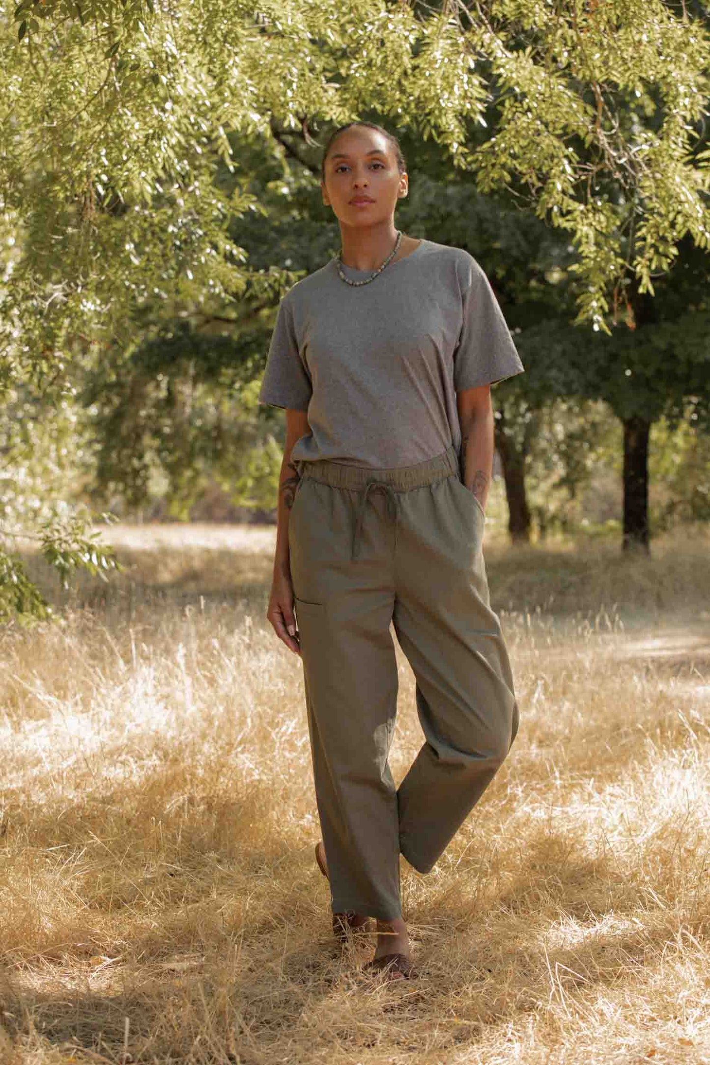 T-shirt boxy in cotone riciclato grigio mélange
