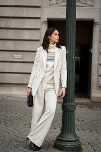 Pantaloni in velluto a coste beige a gamba ampia