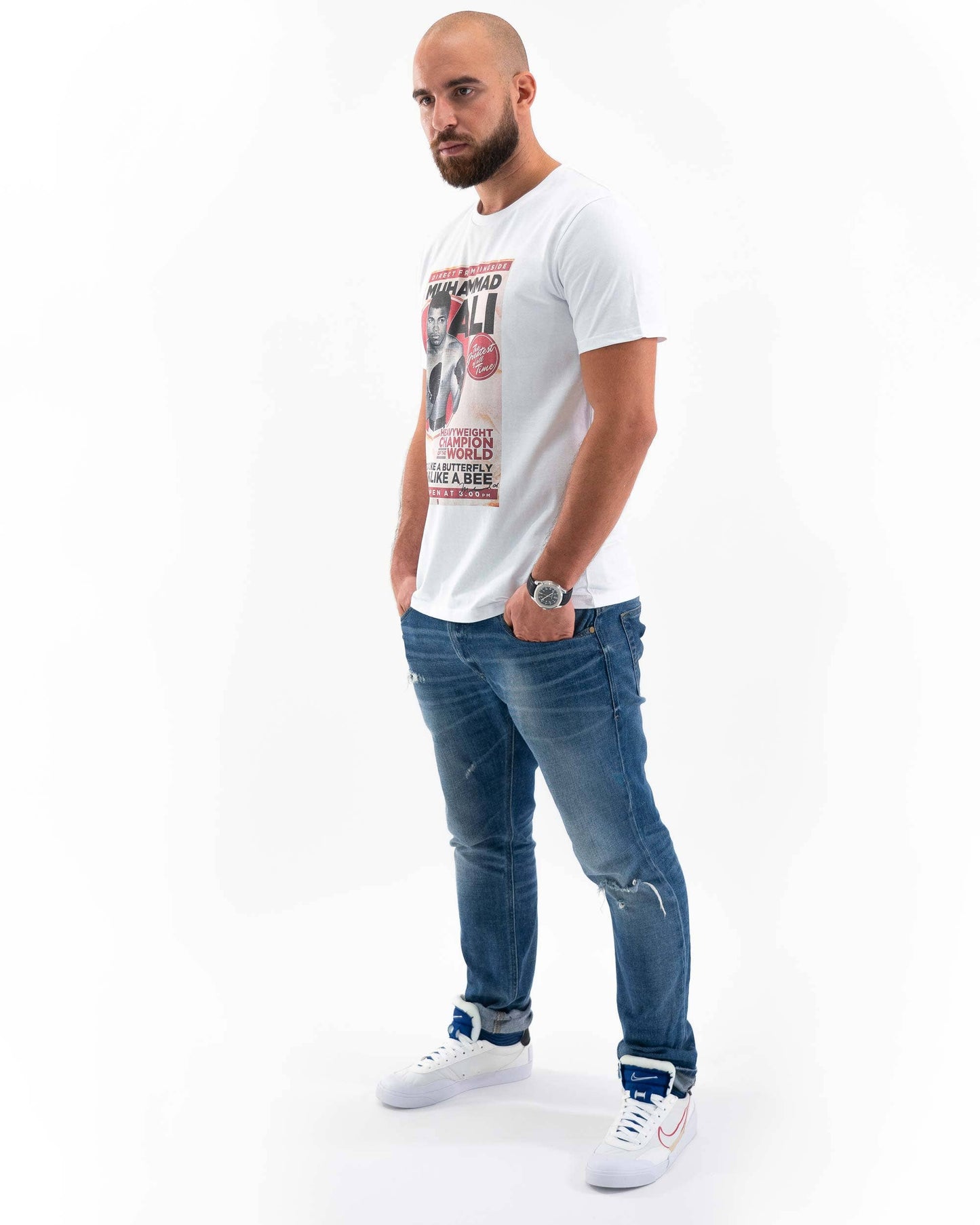 T-shirt Muhammad Ali con stampa boxing in cotone biologico