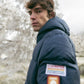 Cappotto imbottito blu navy in poliestere riciclato