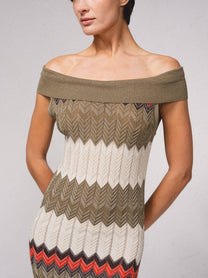 Vestito lungo aderente in rete brillante con lurex