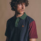 Polo color block in cotone biologico blu