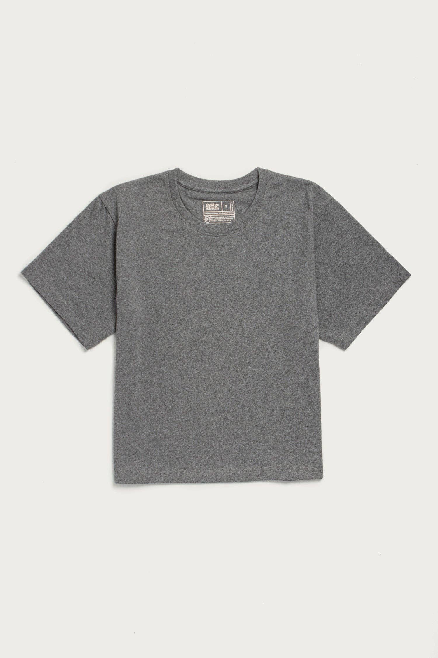 T-shirt boxy in cotone riciclato grigio mélange