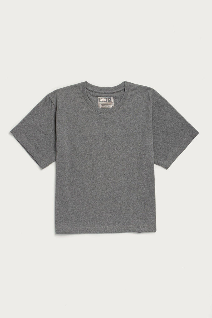 T-shirt boxy in cotone riciclato grigio mélange