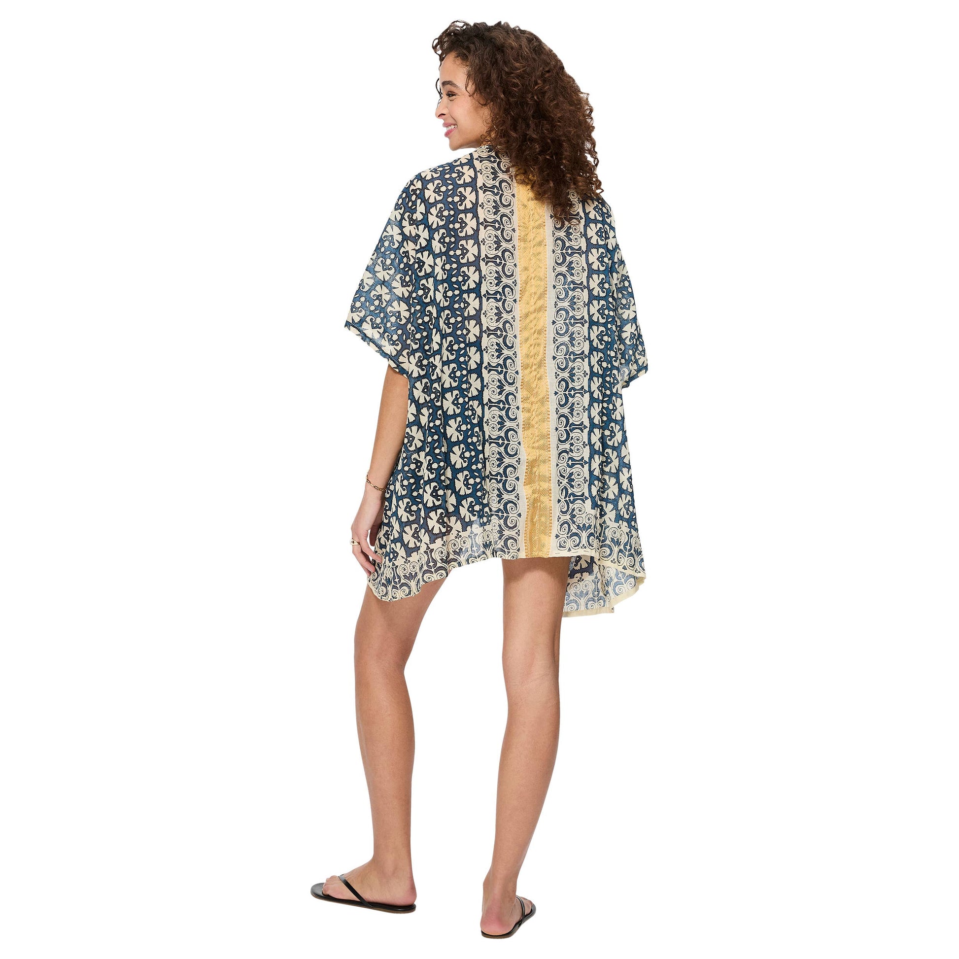 Kimono estivo boho in cotone a maniche corte