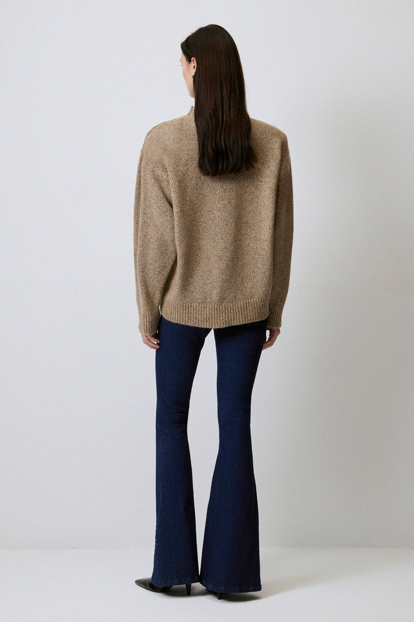Maglione in maglia imbottito oversize beige mélange