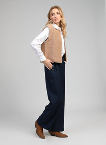 Pantaloni ampi vita alta blu navy Ponata