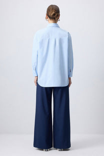 Camicia oversize in cotone azzurro