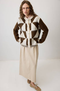 Cardigan in maglia color block