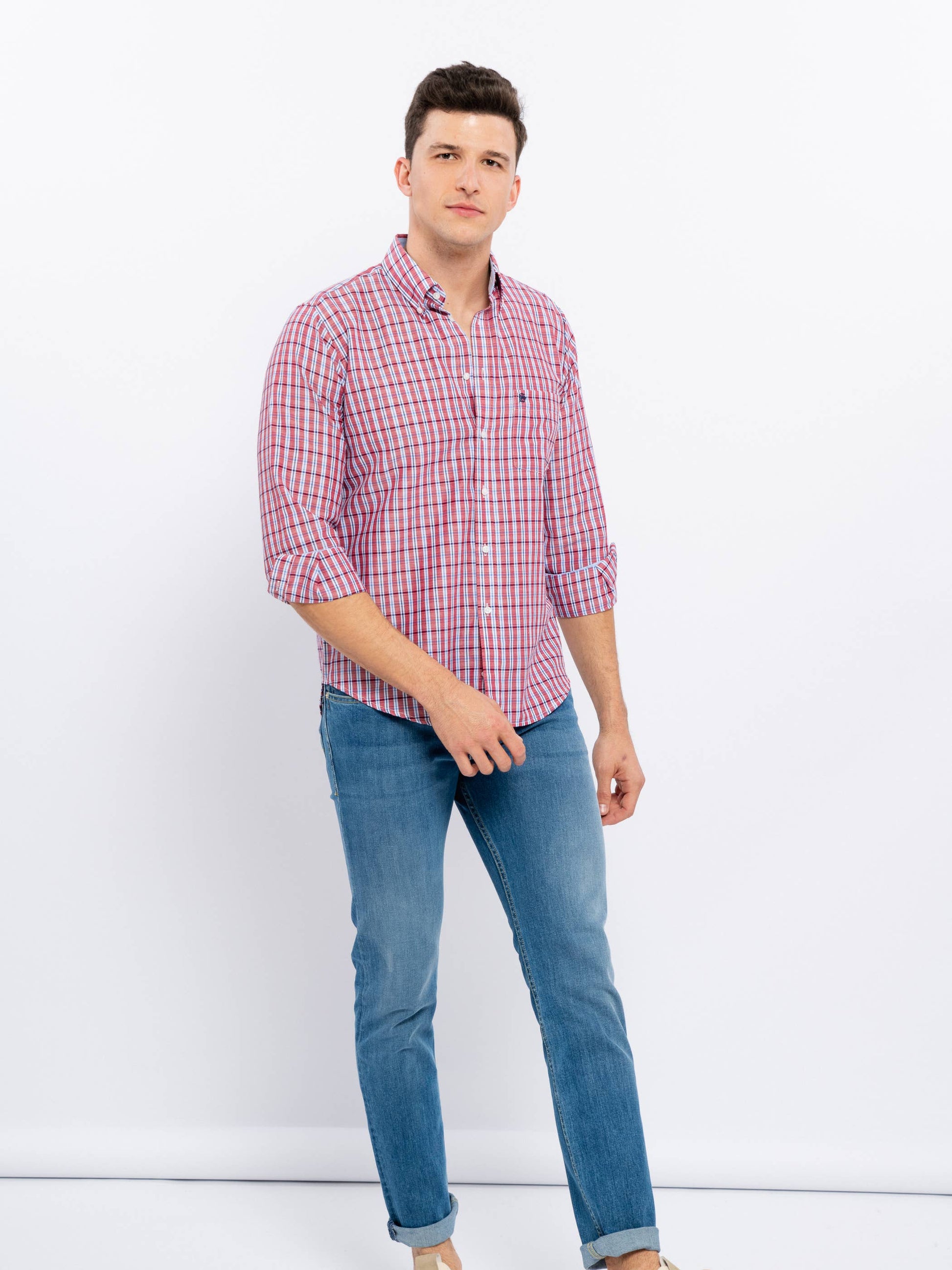 Camicia classica a quadri in cotone