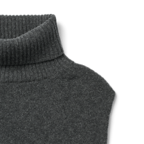 Maglione dolcevita oversize in lana d’agnello grigio scuro mélange