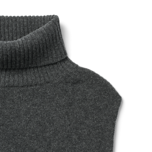 Maglione dolcevita oversize in lana d’agnello grigio scuro mélange