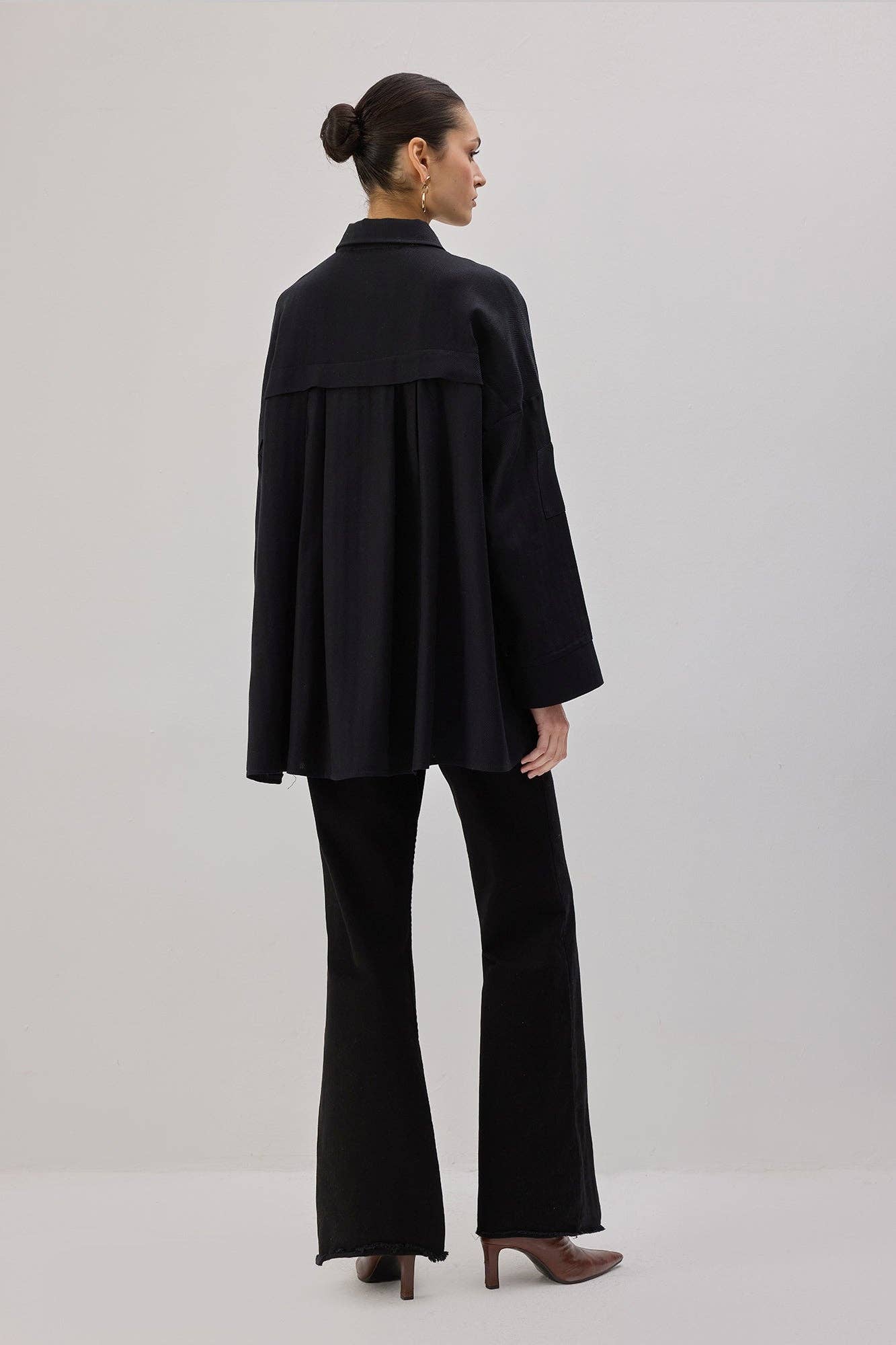 Camicia oversize a spina di pesce in viscosa