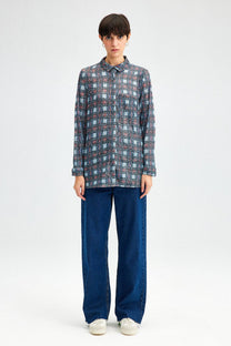 Camicia lunga con paillettes a quadri