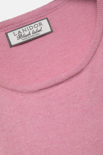 Gilet in maglia rasata rosa con scollo rotondo
