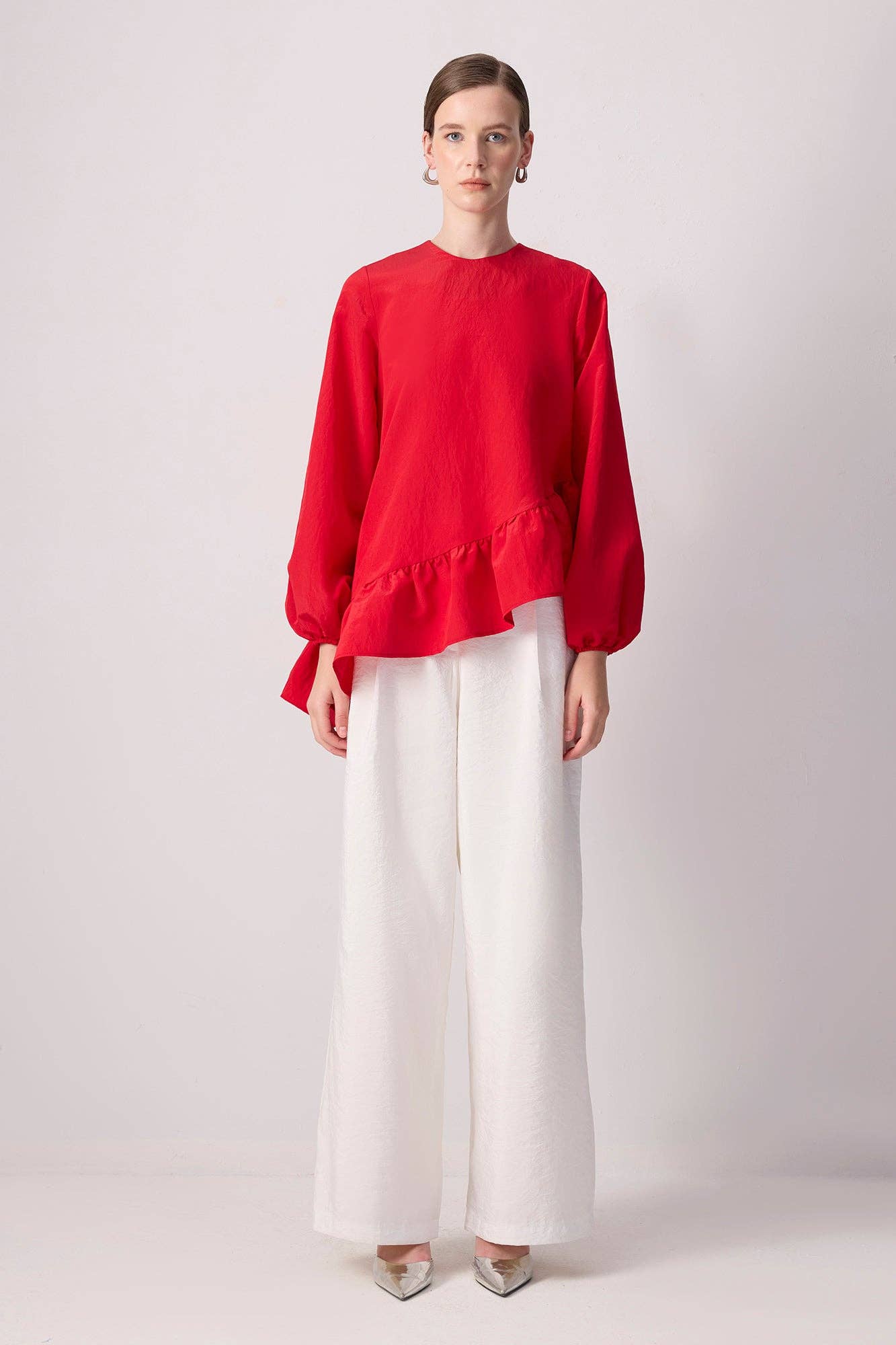 Blusa plissettata in cupro rossa