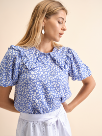 Blusa floreale in viscosa con volant