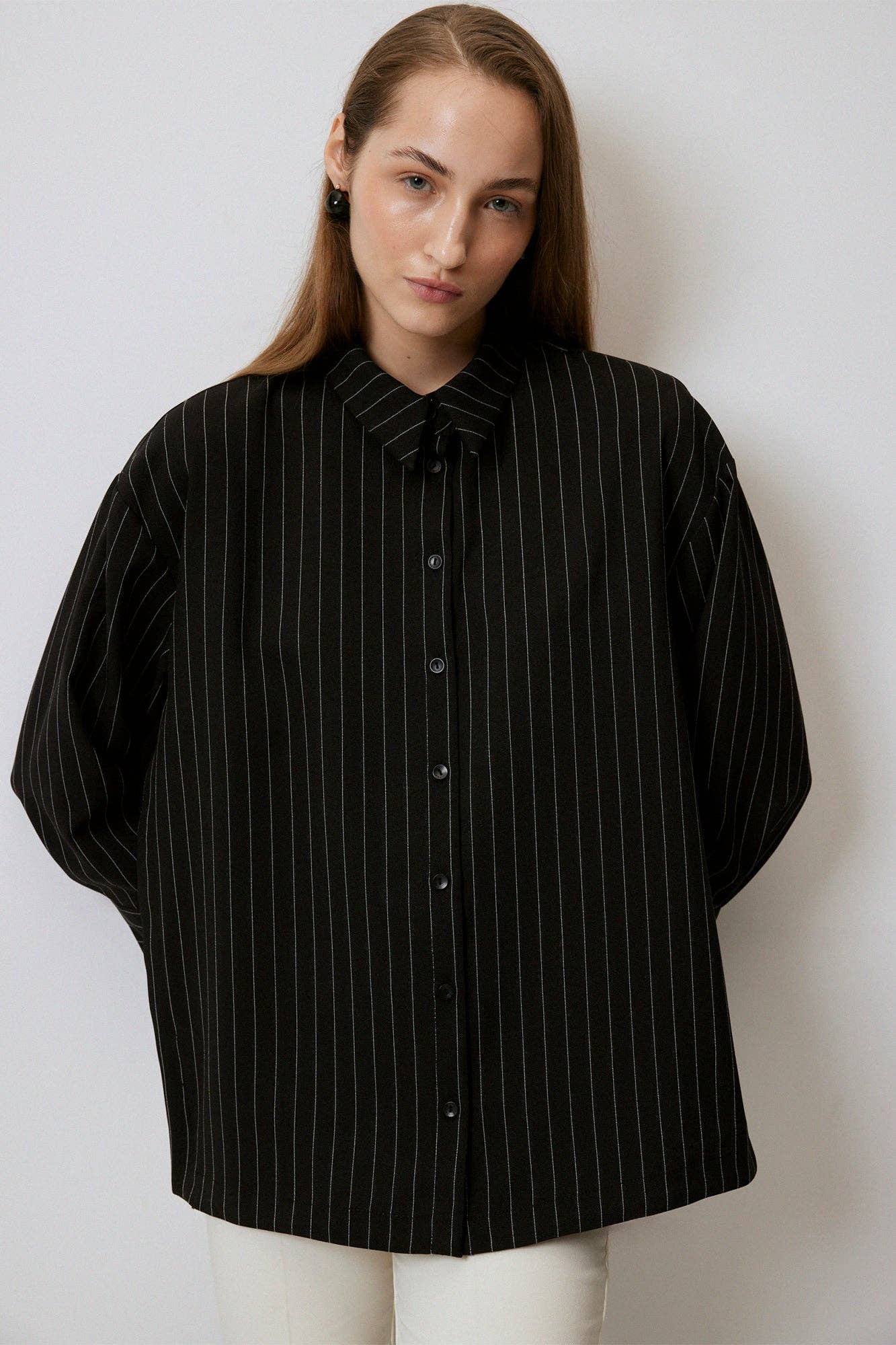 Camicia oversize a righe sottili