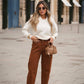 Maglione in maglia con scollo a V e colletto in pizzo