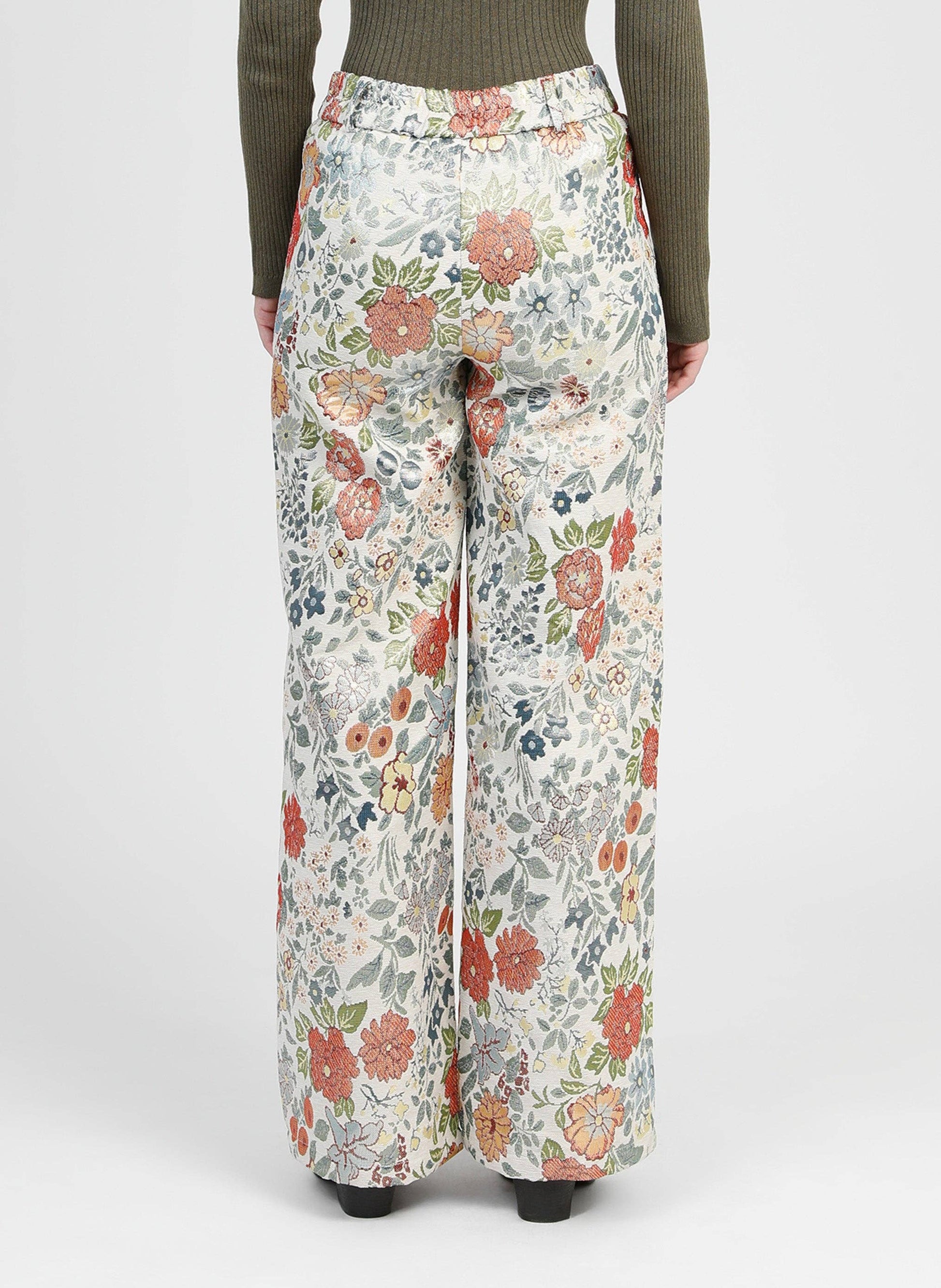 Pantaloni Phiona écru a fantasia floreale