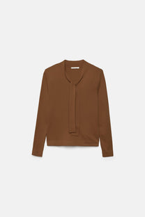 Maglione in maglia rasata con fiocco