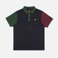 Polo color block in cotone biologico blu
