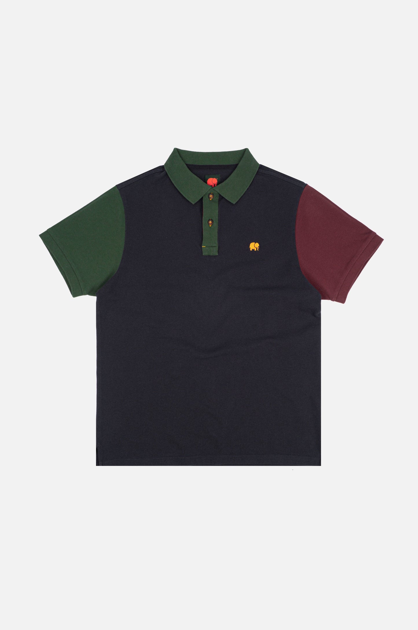 Polo color block in cotone biologico blu