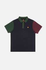 Polo color block in cotone biologico blu