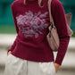 Maglia jacquard in lana girocollo