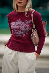 Maglia jacquard in lana girocollo