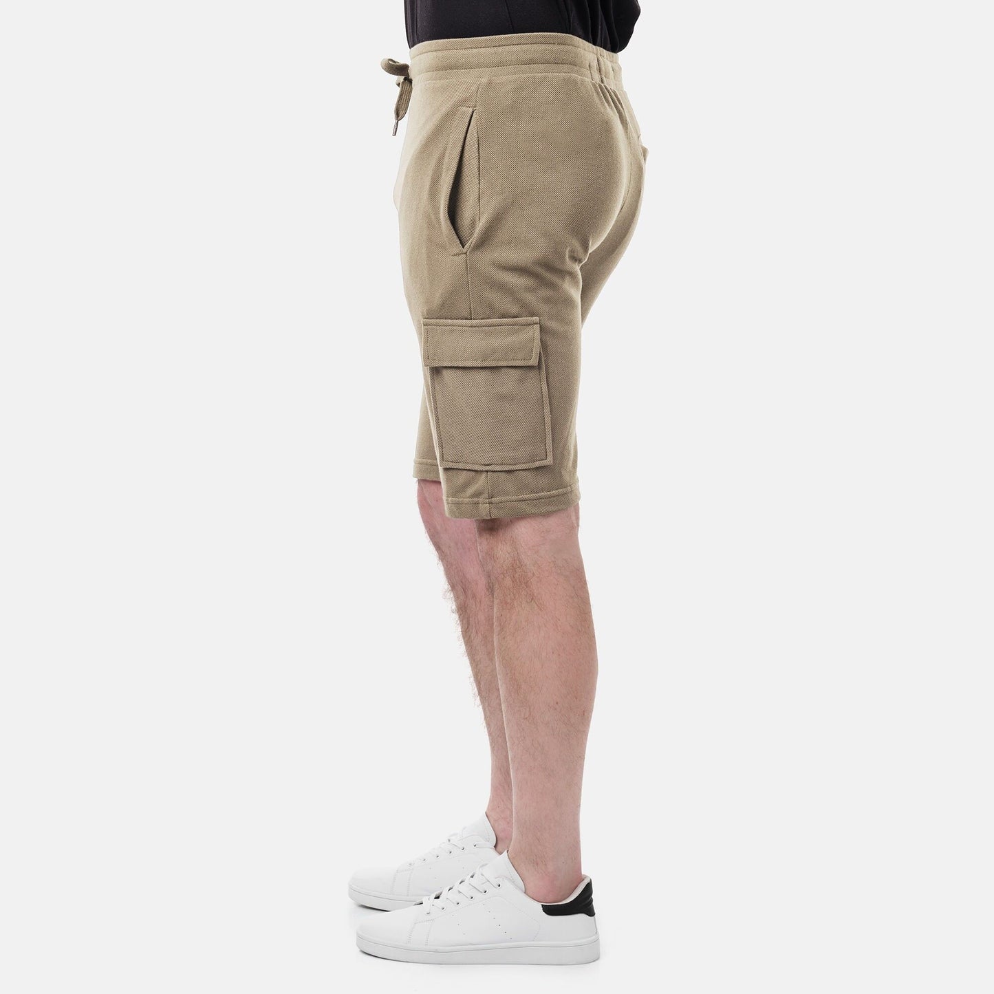 Bermuda cargo in piqué taupe da uomo