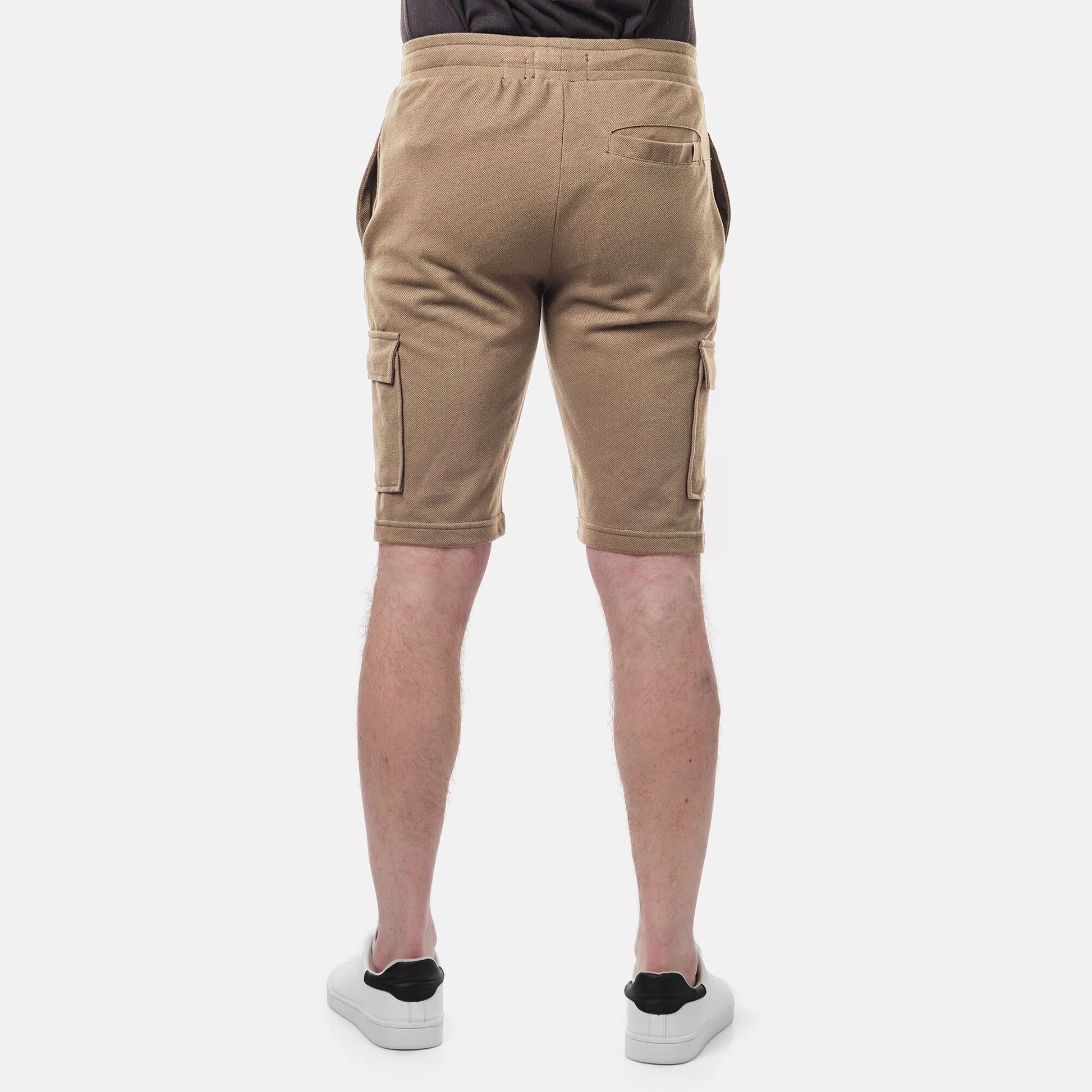 Bermuda cargo in piqué taupe da uomo