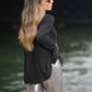 Blusa plissettata in cotone con dettaglio lettering