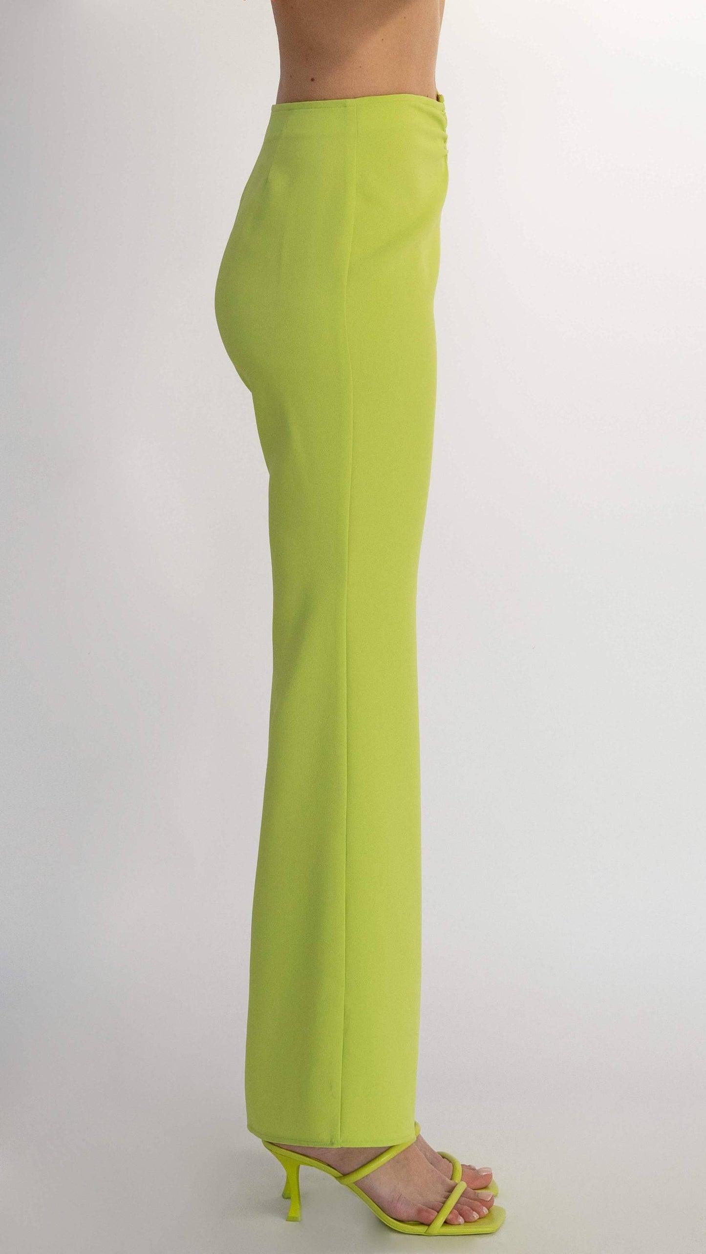 Pantaloni a zampa lime a vita alta