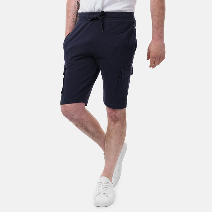 Pantaloncini cargo in piqué blu navy da uomo